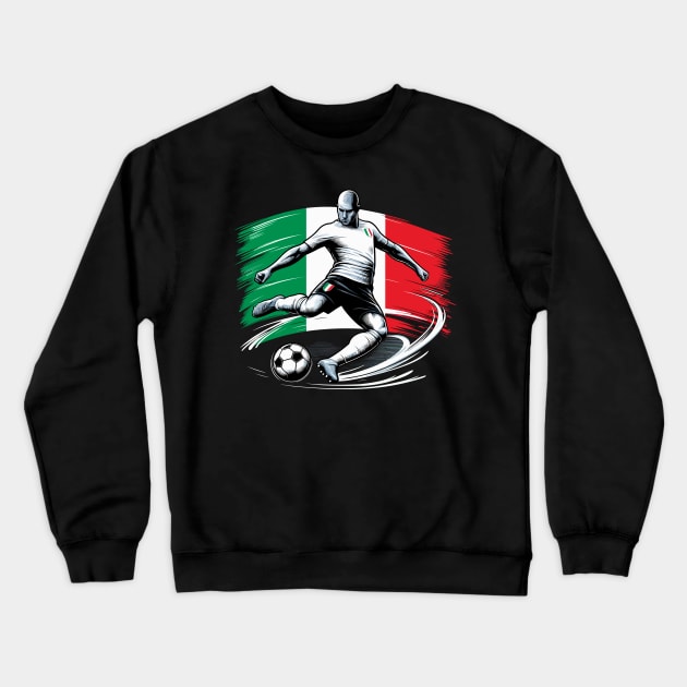 Dynamic Italy Soccer Star in Action - Vector Design Crewneck Sweatshirt by SergioArt